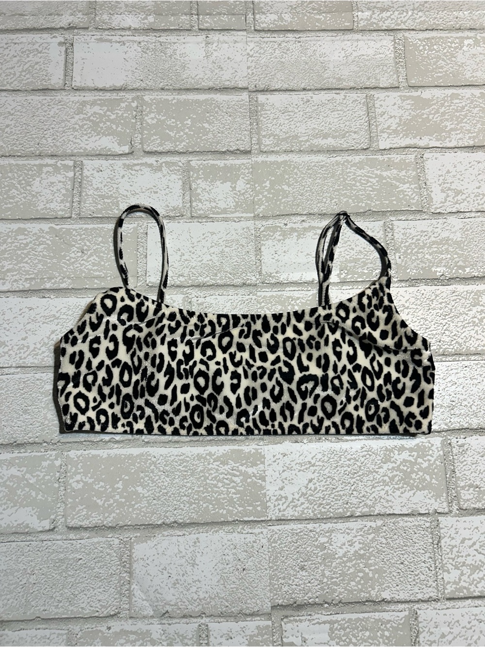 Triangl Black & Cream Leopard Bikini Top Only Size Small